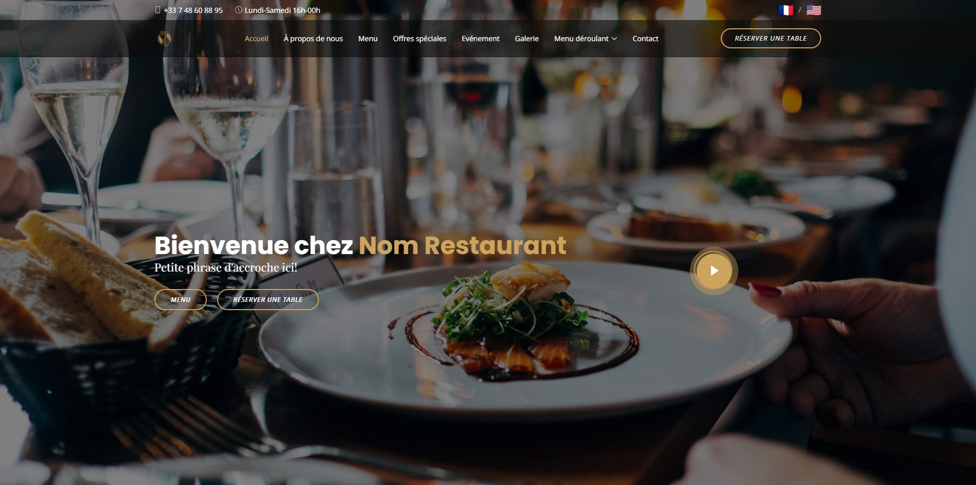 Template site web restaurant responsive menu en ligne réservations